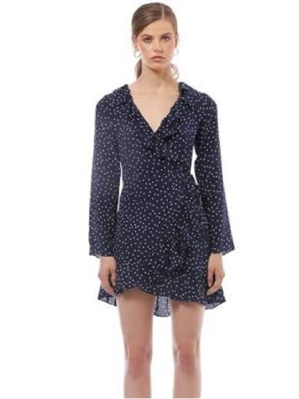 Realisation Par Sz M Alexandra Navy Star Silk Wrap Mini Dress